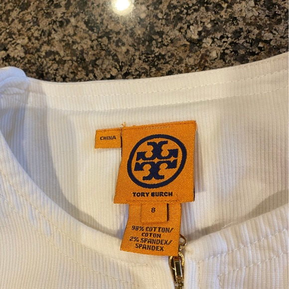 Tory Burch Dresses & Skirts - Tory Burch Patti Dress in White Stretch Cotton Gold Hardware Sleeveless Size 8